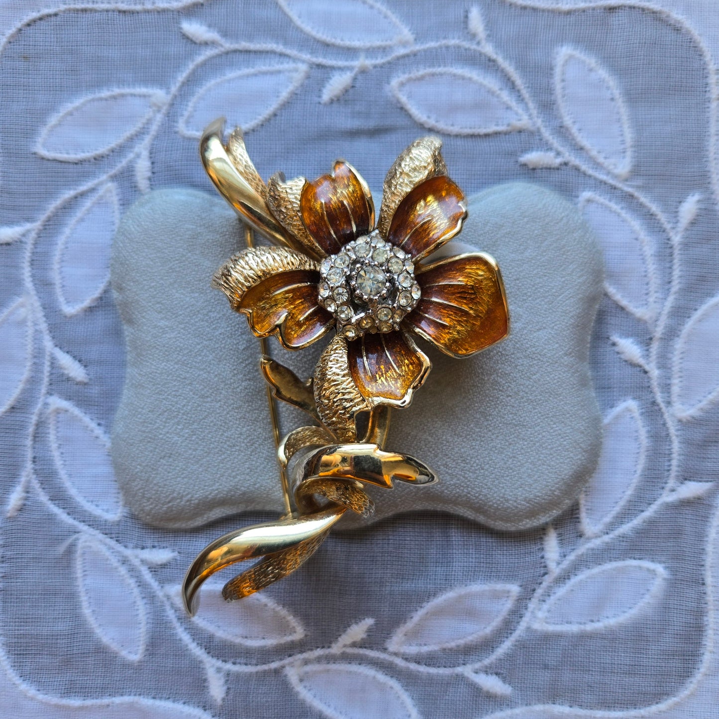 Brooch - Attwood and Sawyer Brushed Gold Rose Brooch