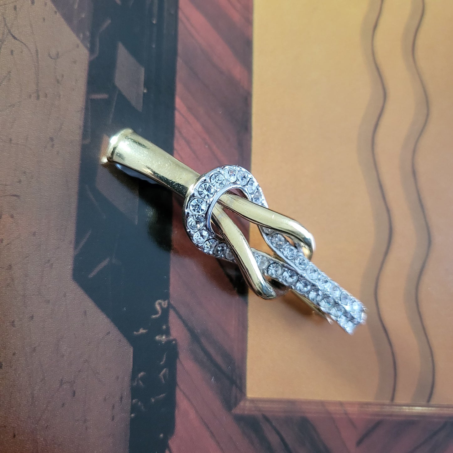 Brooch - Attwood and Sawyer Gold and Crystals Knot Brooch