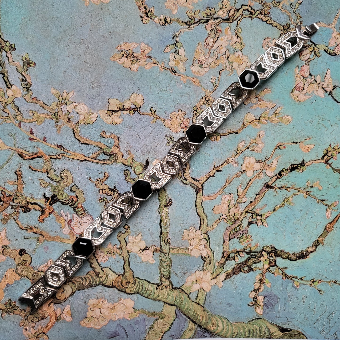 Bracelet - Attwood and Sawyer Art Deco Black and White Crystals Bracelet