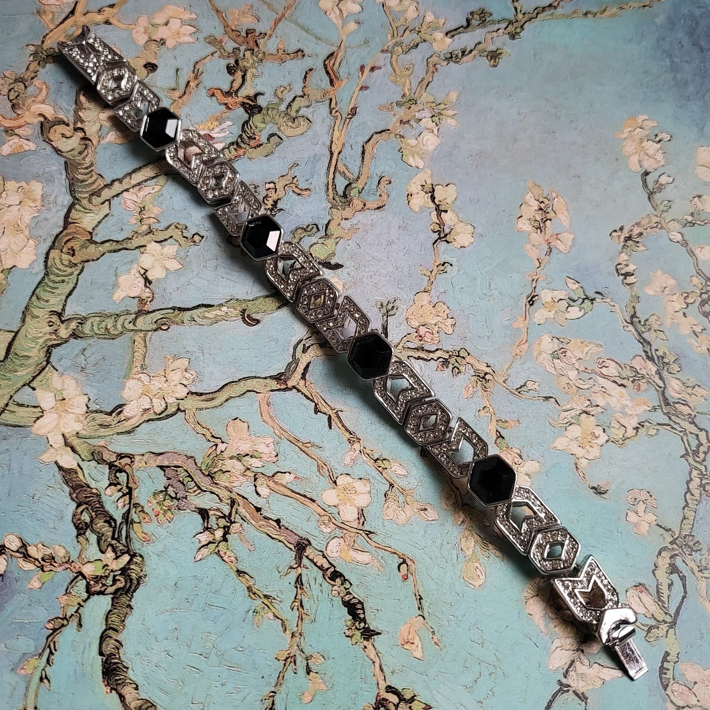 Bracelet - Attwood and Sawyer Art Deco Black and White Crystals Bracelet