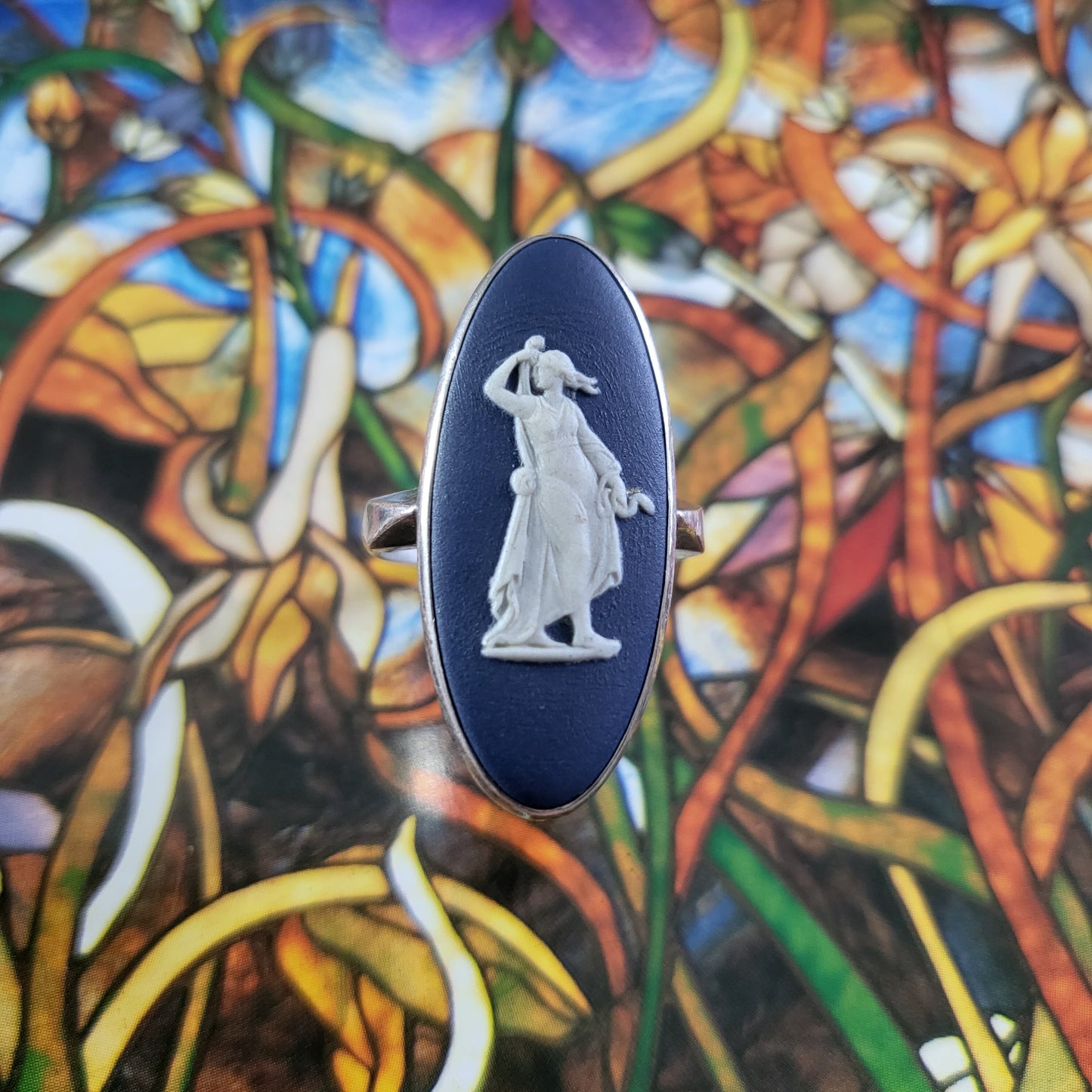 Ring - Wedgwood Jasperware Dark Blue Cameo Ring