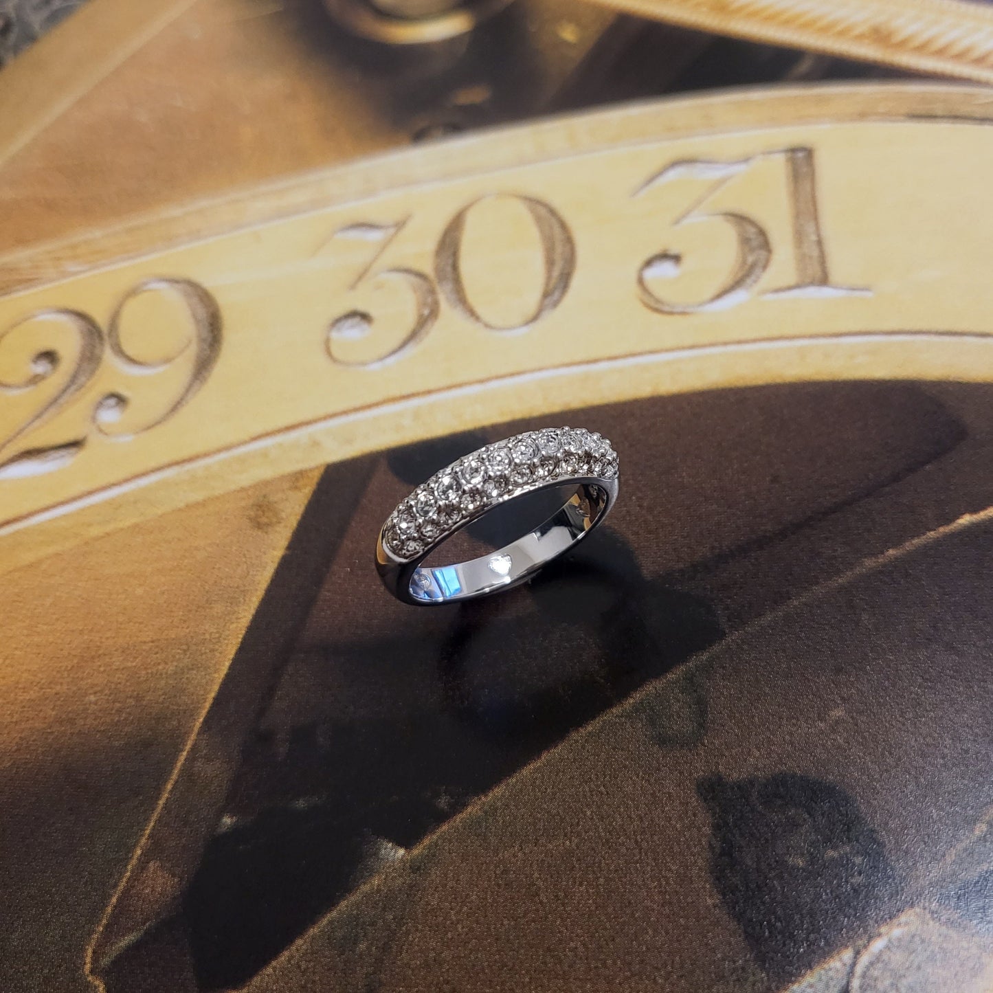Ring - Swarovski Pave Crystals Half Eternity Ring