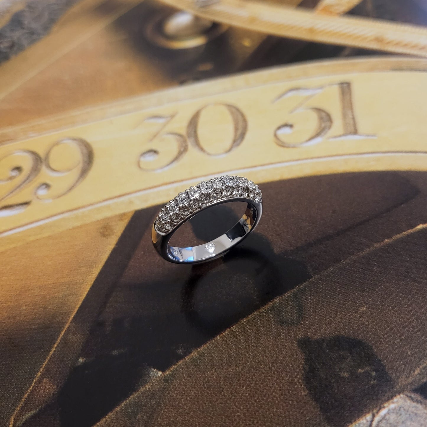 Ring - Swarovski Pave Crystals Half Eternity Ring