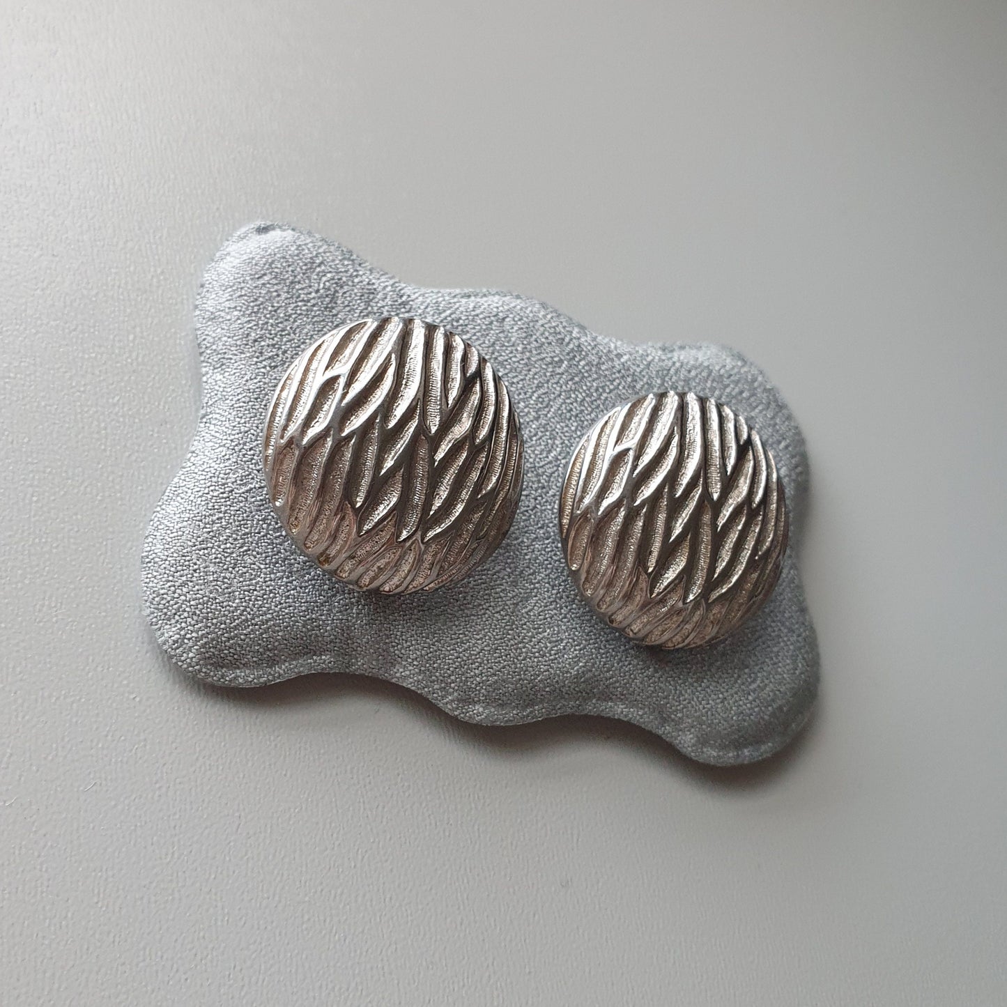 Clip on - Sphinx Silver Tone Textured Round Clip on Earrings