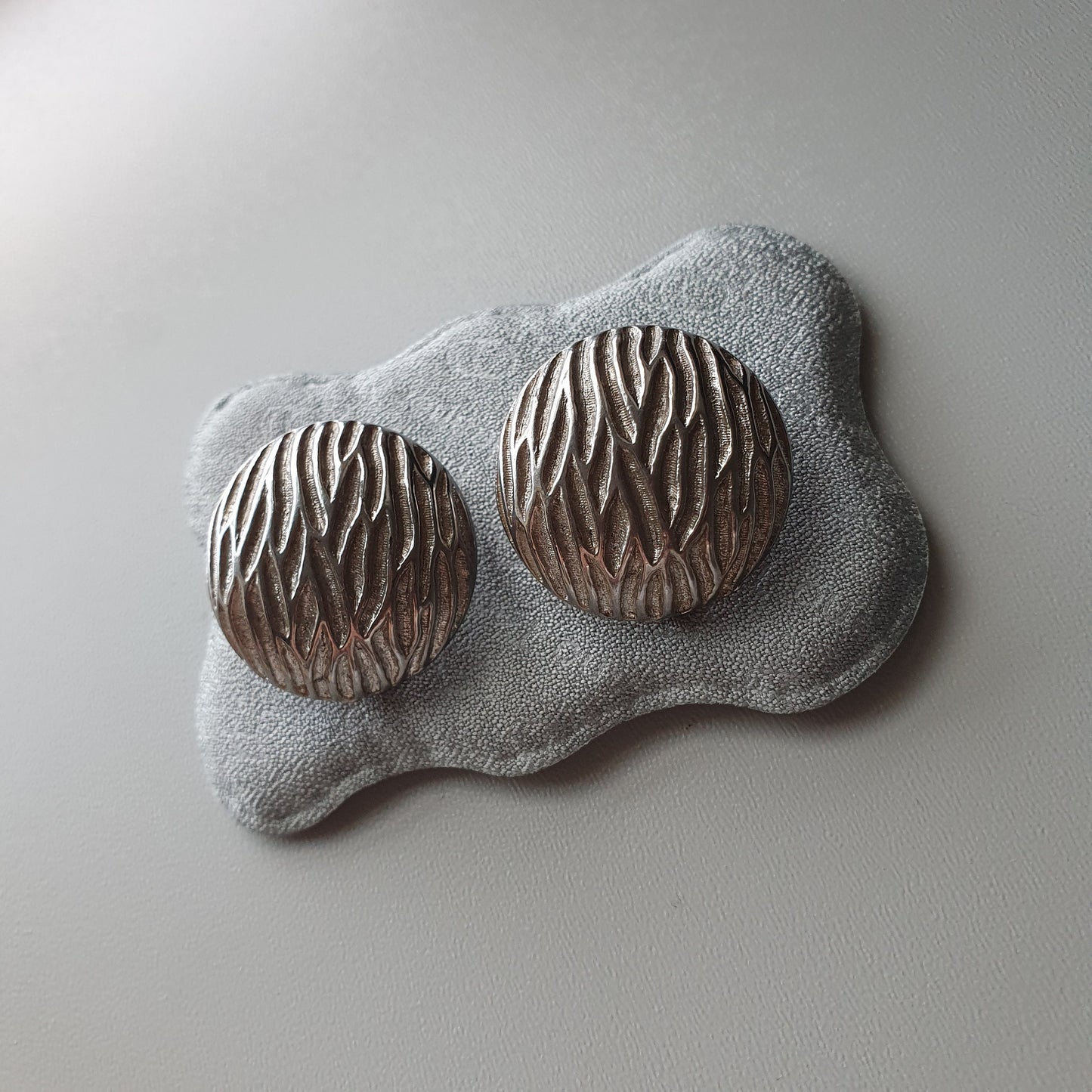 Clip on - Sphinx Silver Tone Textured Round Clip on Earrings