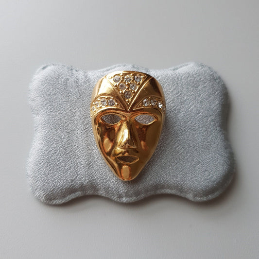 Brooch - Sphinx Gold Crystal Mask Brooch
