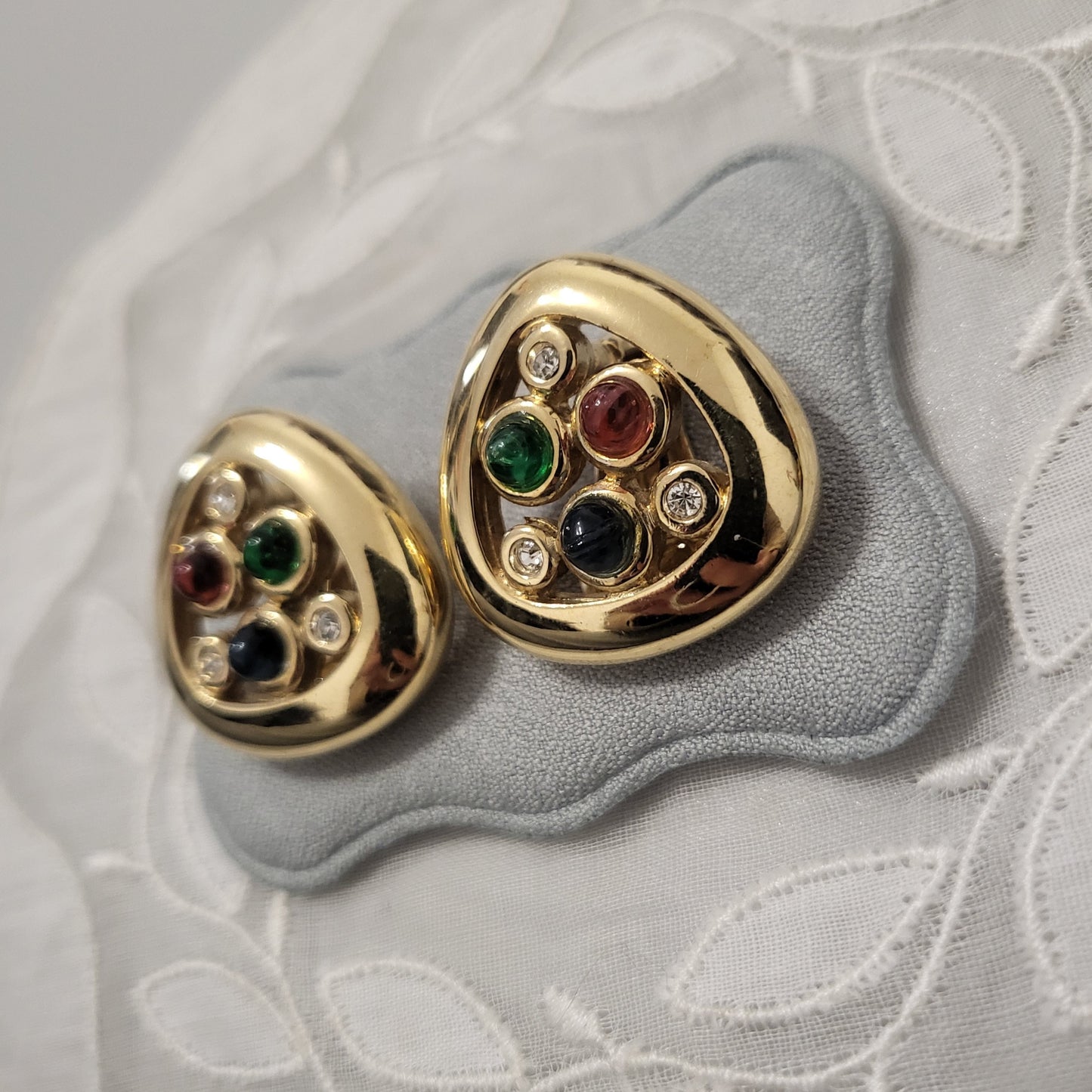 Clip on - Multicoloured Gripoix Triangular Clip On Earrings