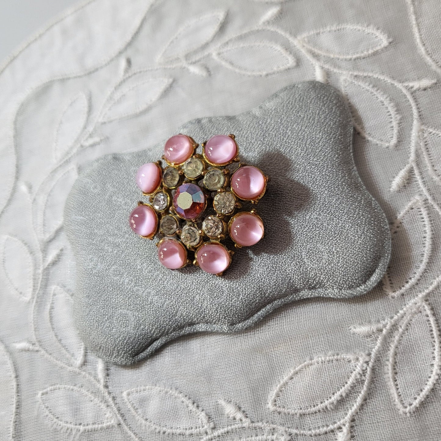 Brooch - Hollywood Pink Aurora Borealis Crystals Brooch