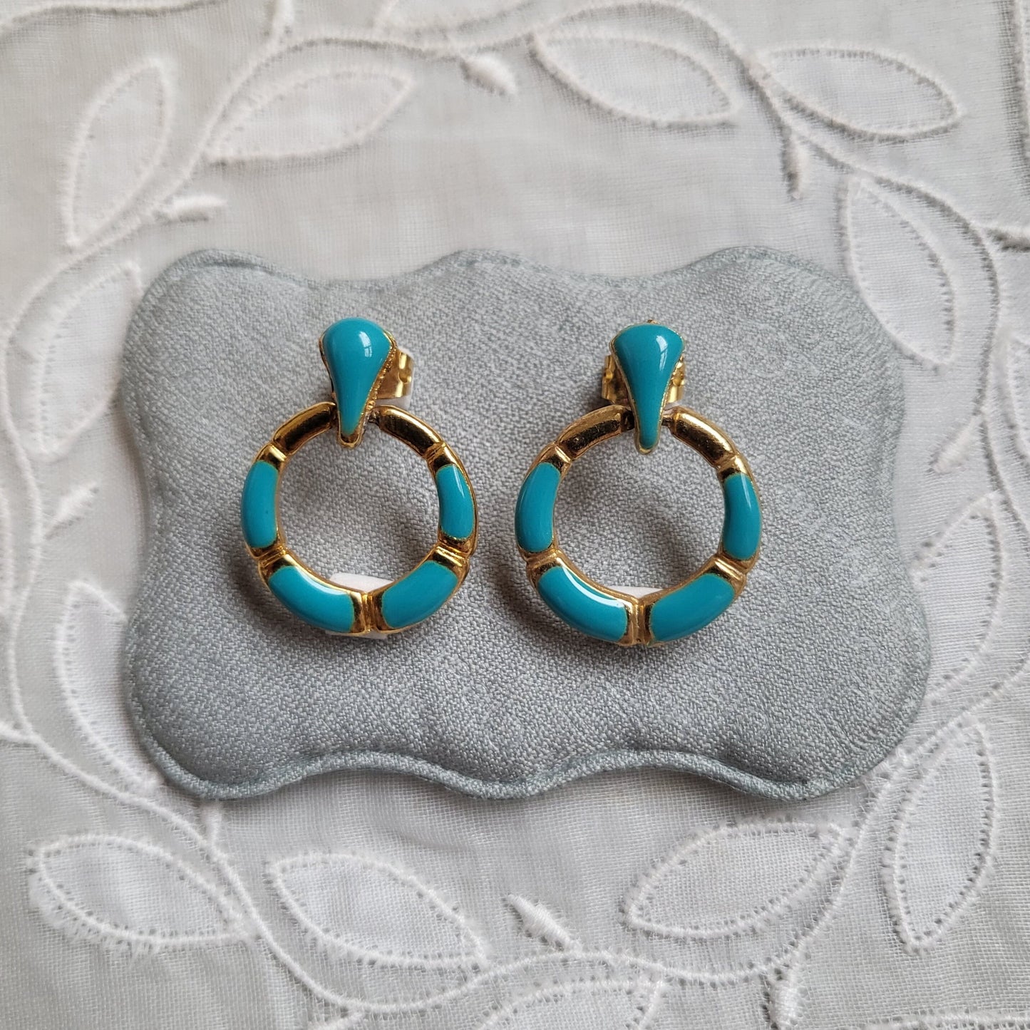 Posts - Turquoise Enamel Small Door Knocker Pierced Earrings
