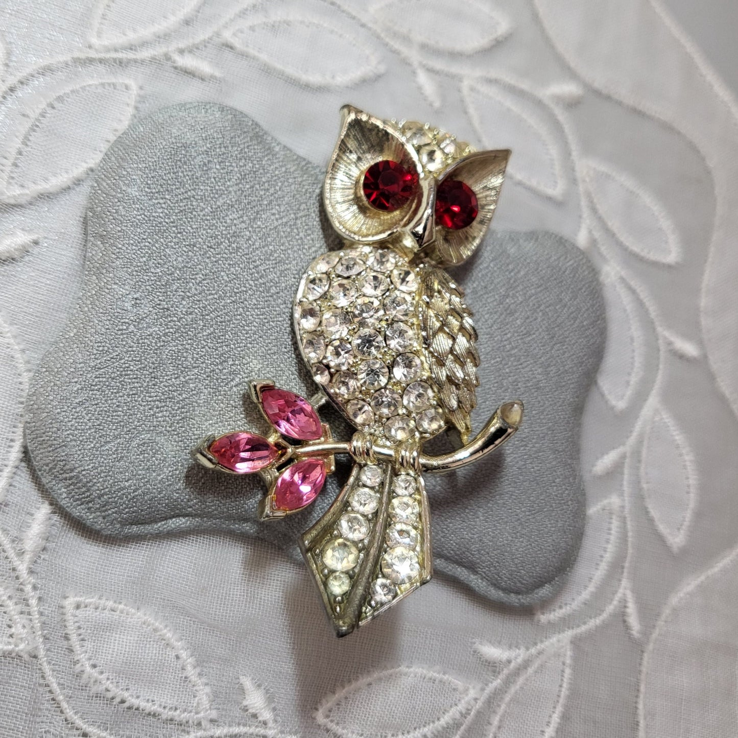 Brooch - Lisner Crystal Owl Brooch