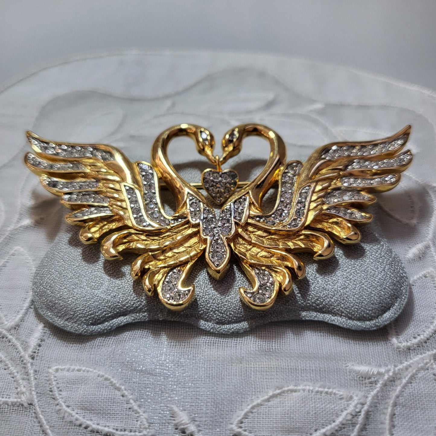 Brooch - Nolan Miller Swans Heart Brooch