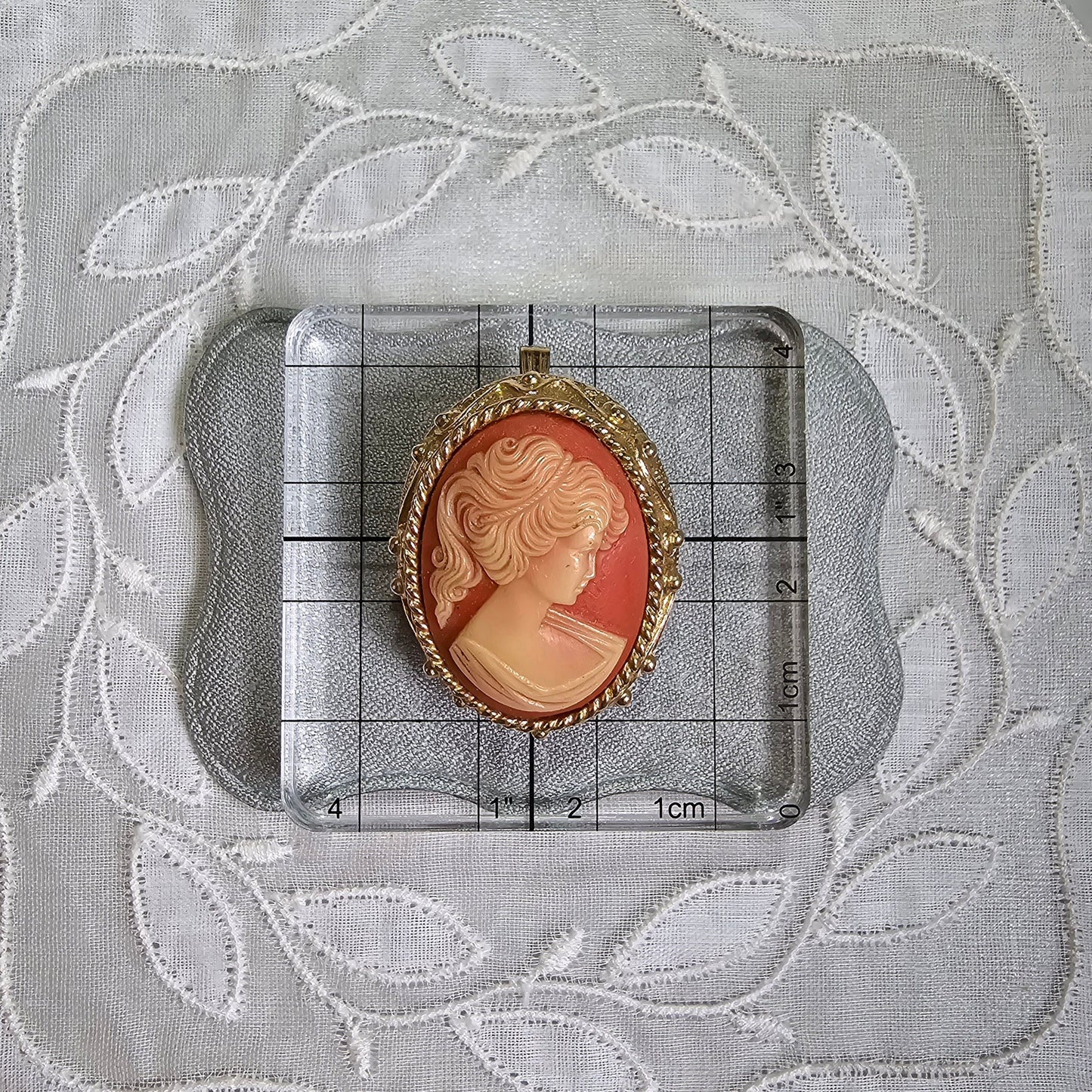 Pendant/Brooch - Sarah Coventry Orange Cameo Brooch