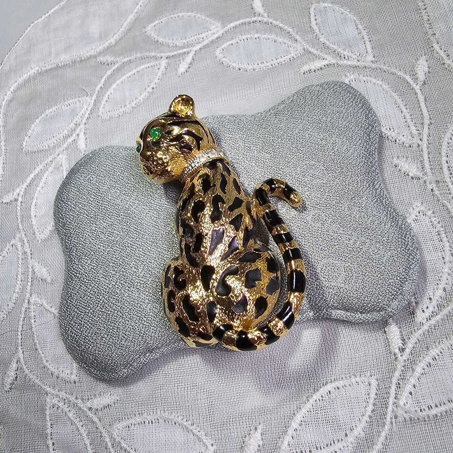 Brooch - D'Orlan Green Eyed Leopard Brooch