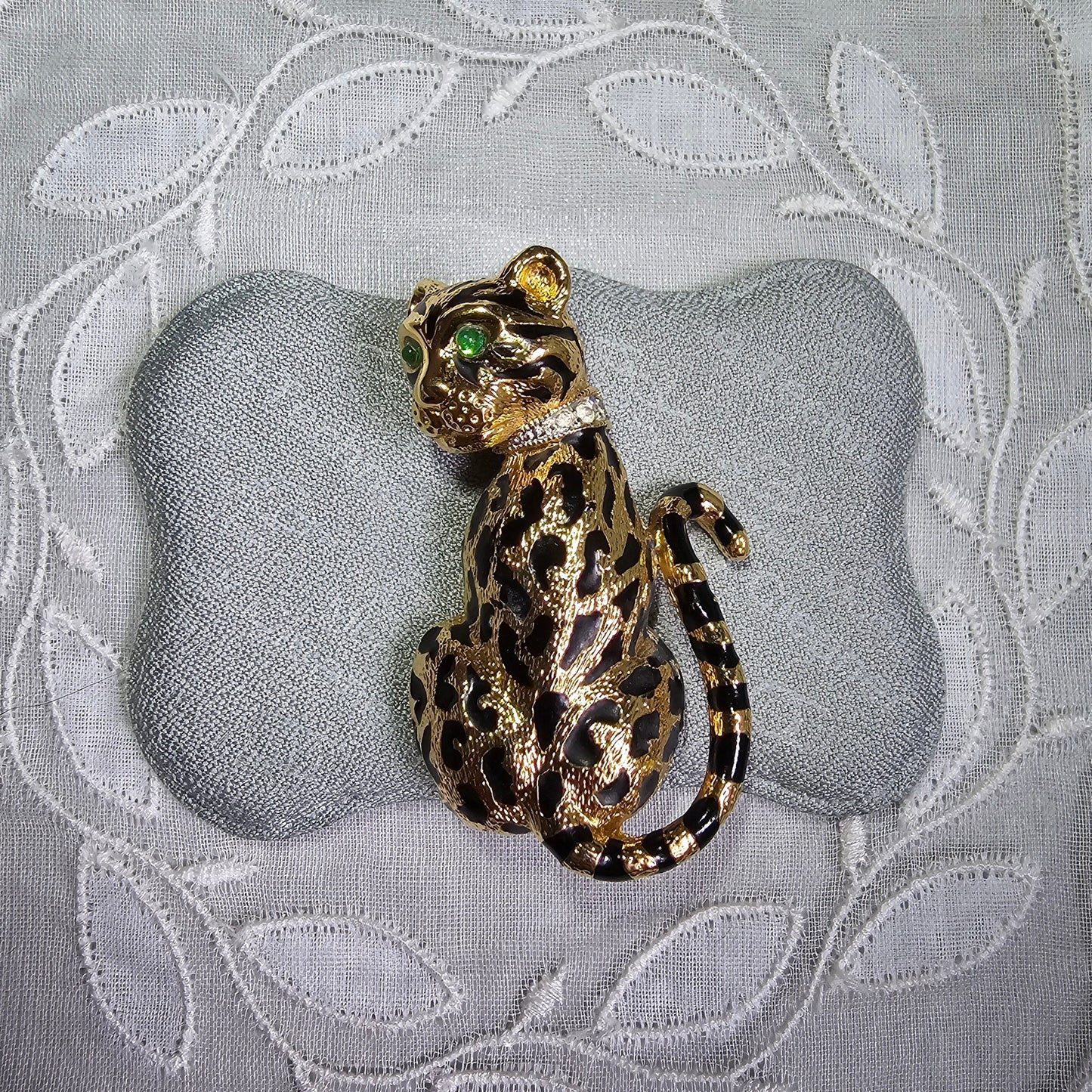 Brooch - D'Orlan Green Eyed Leopard Brooch