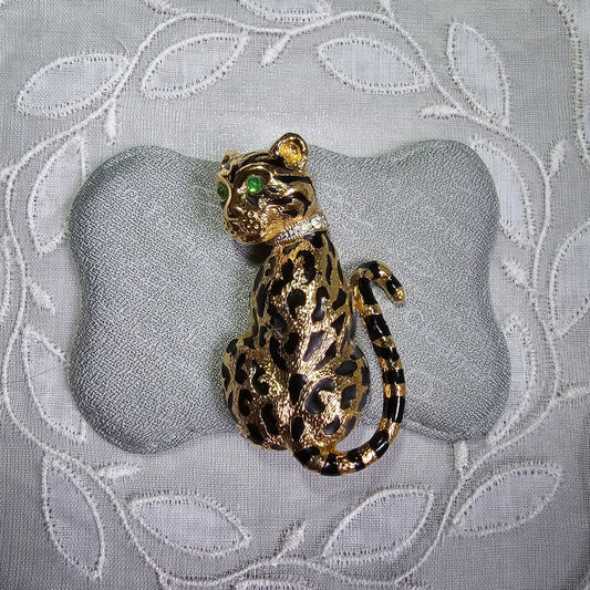 Brooch - D'Orlan Green Eyed Leopard Brooch