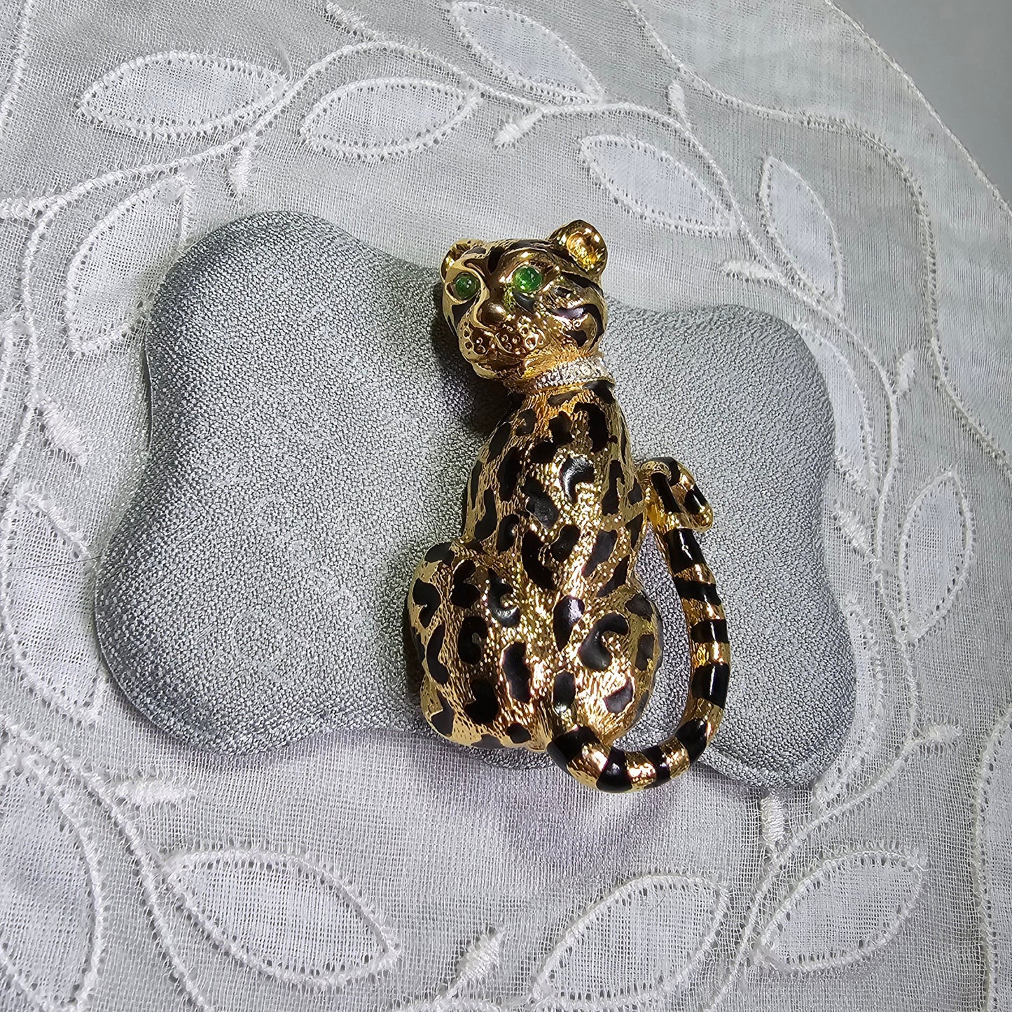 Brooch - D'Orlan Green Eyed Leopard Brooch