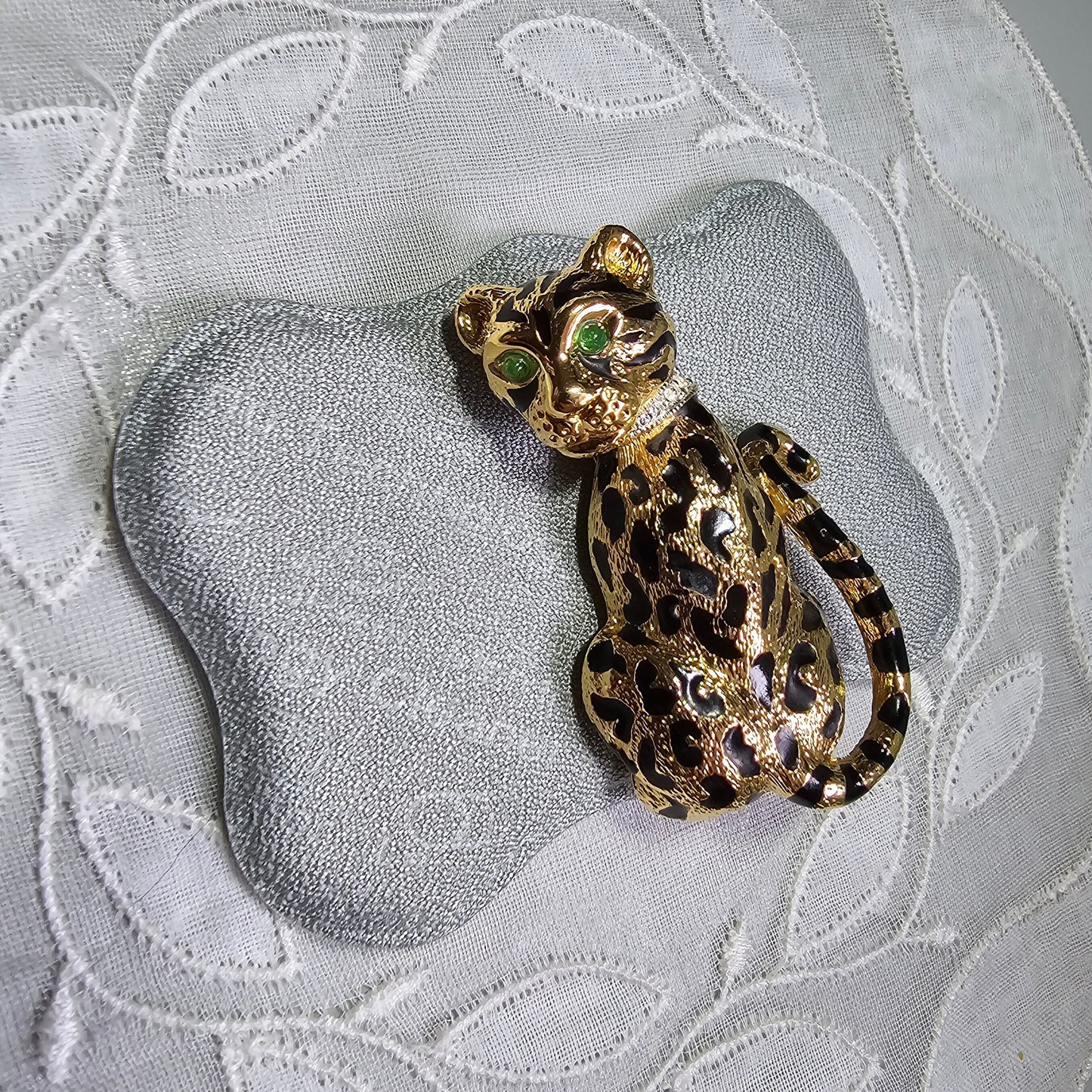 Brooch - D'Orlan Green Eyed Leopard Brooch