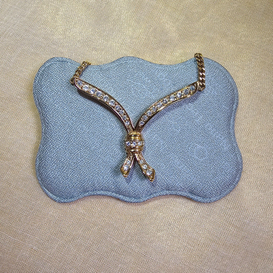 Necklace - Attwood and Sawyer Gold Crystal Ribbon Necklace