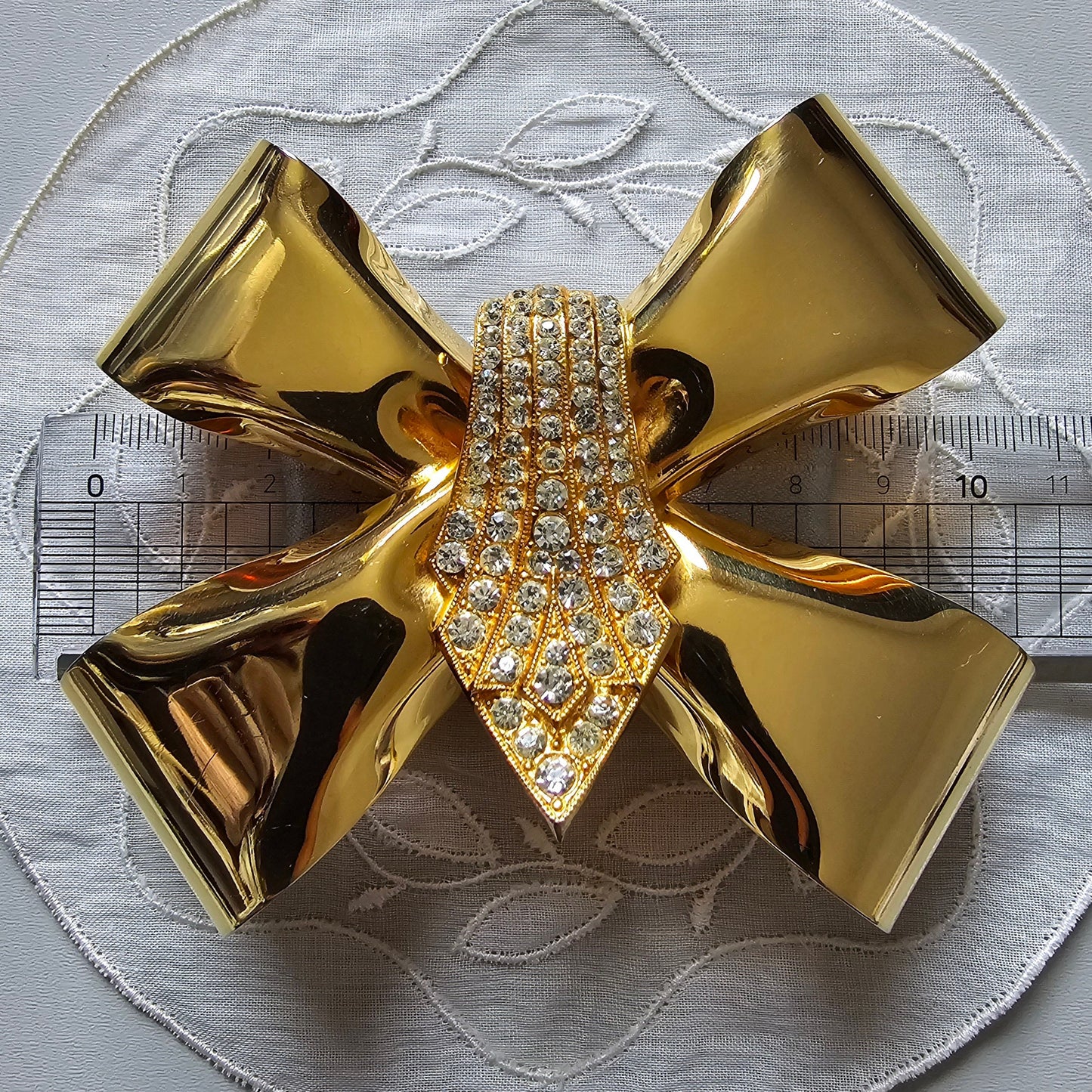 Brooch - Statement Gold Crystal Bow Brooch