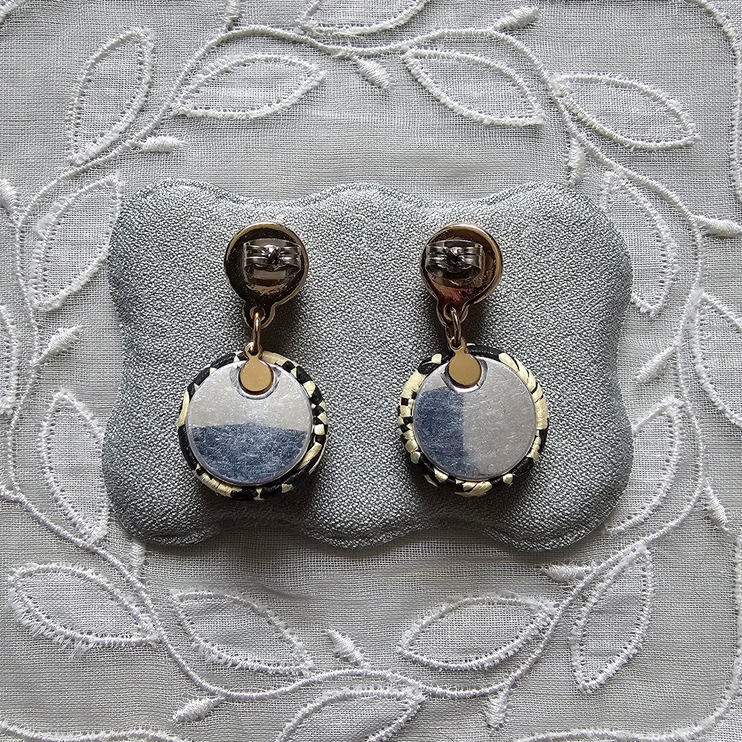 Posts - Light and Dark Woven Straw Drop Earrings