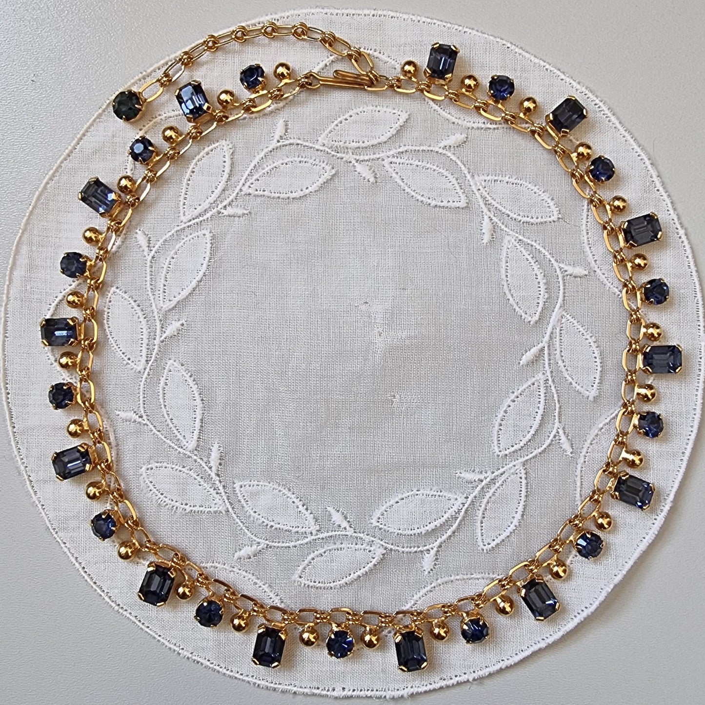 Necklace - Blue Crystals Chain Necklace