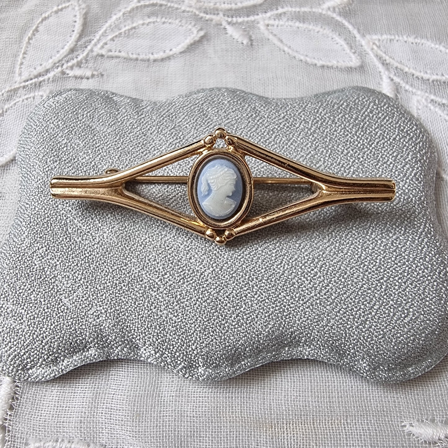 Brooch - Blue Cameo Bar Brooch