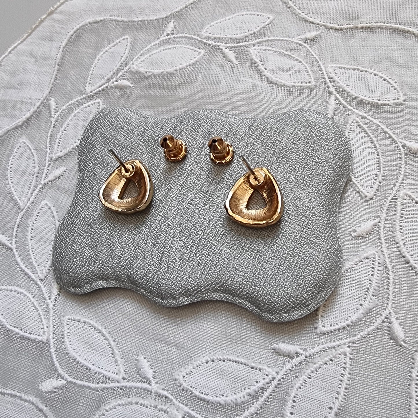 Posts - White Enamel Triangular Knot Earrings