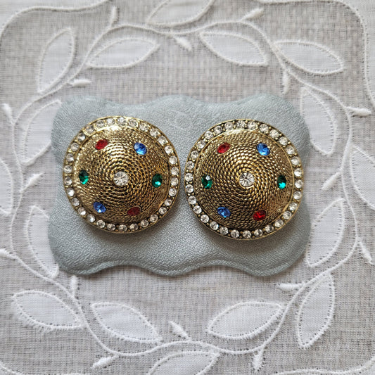 Clip on - Multicoloured Crystal Dome Clip On Earrings