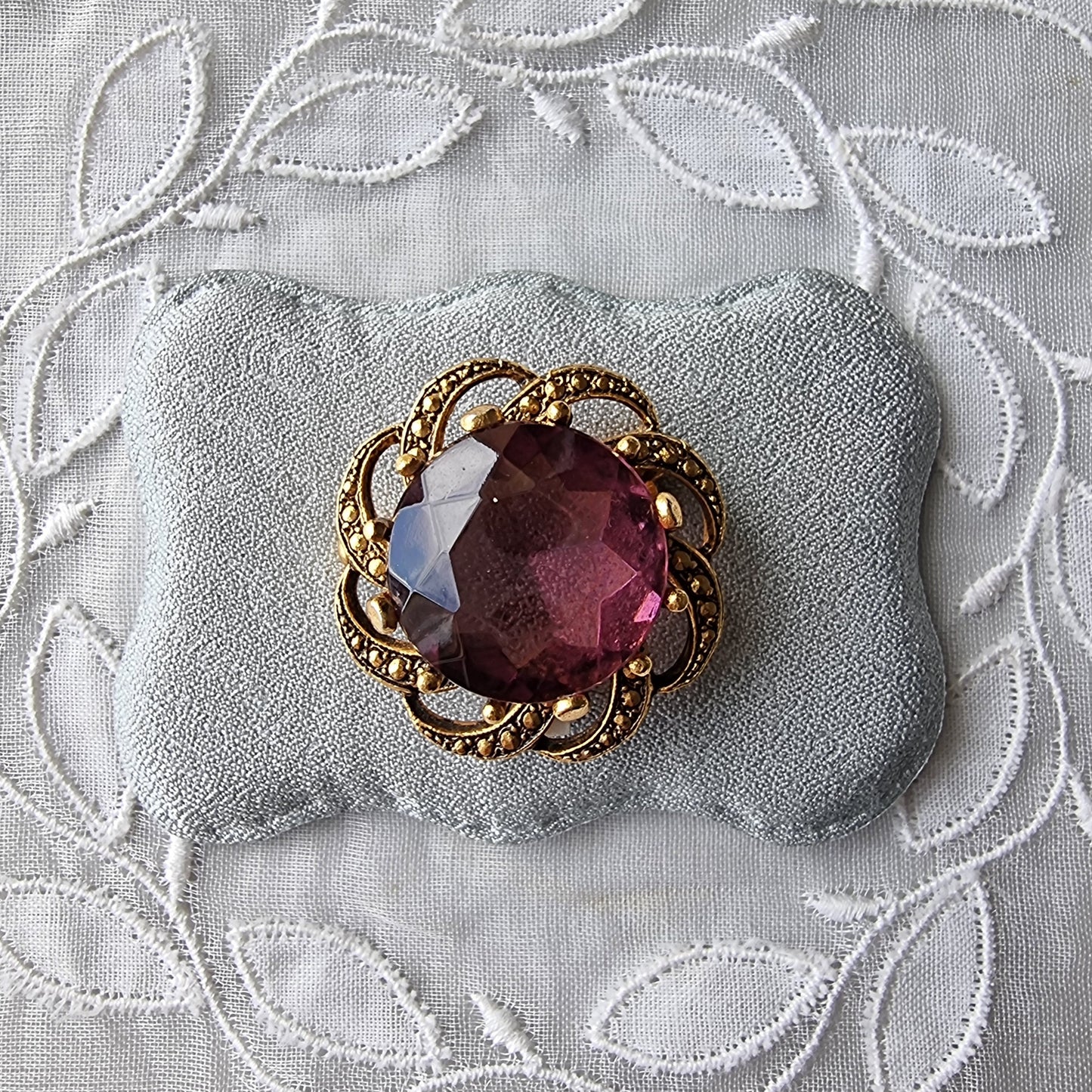 Brooch - Purple Gem Flower Brooch