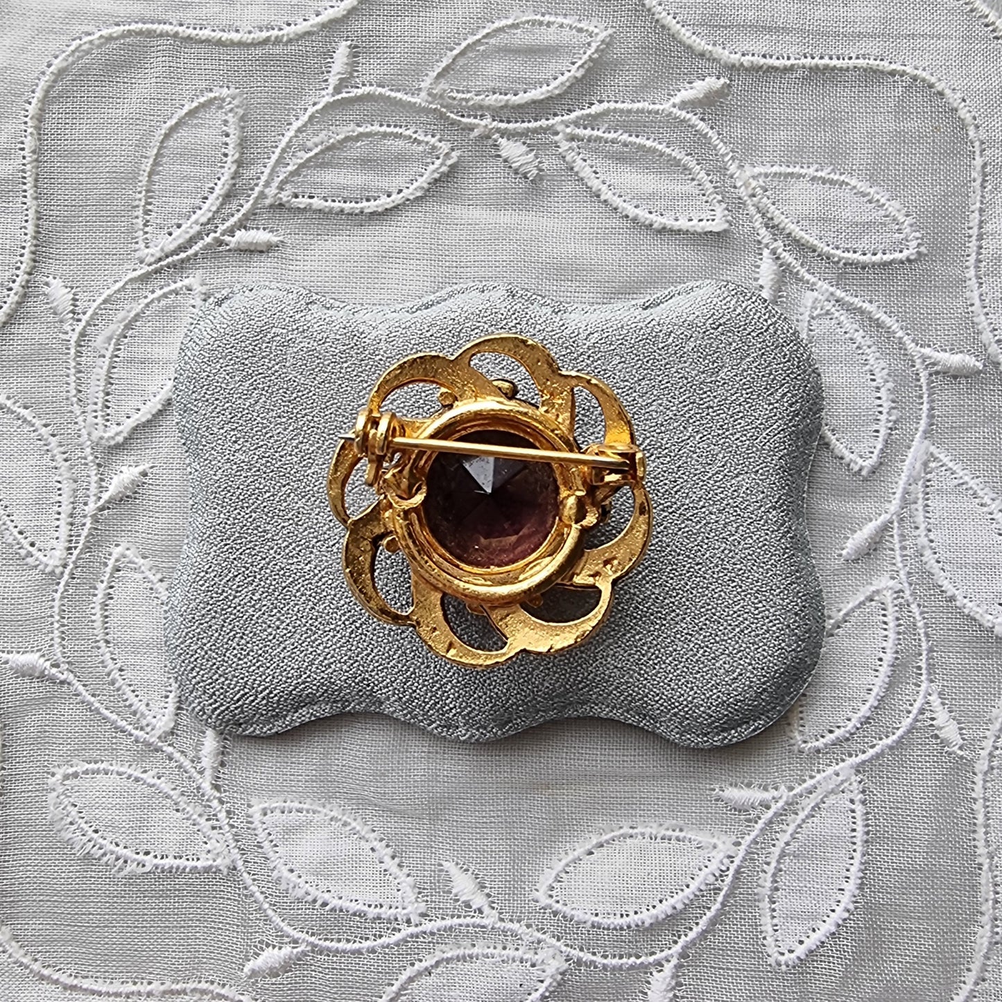 Brooch - Purple Gem Flower Brooch