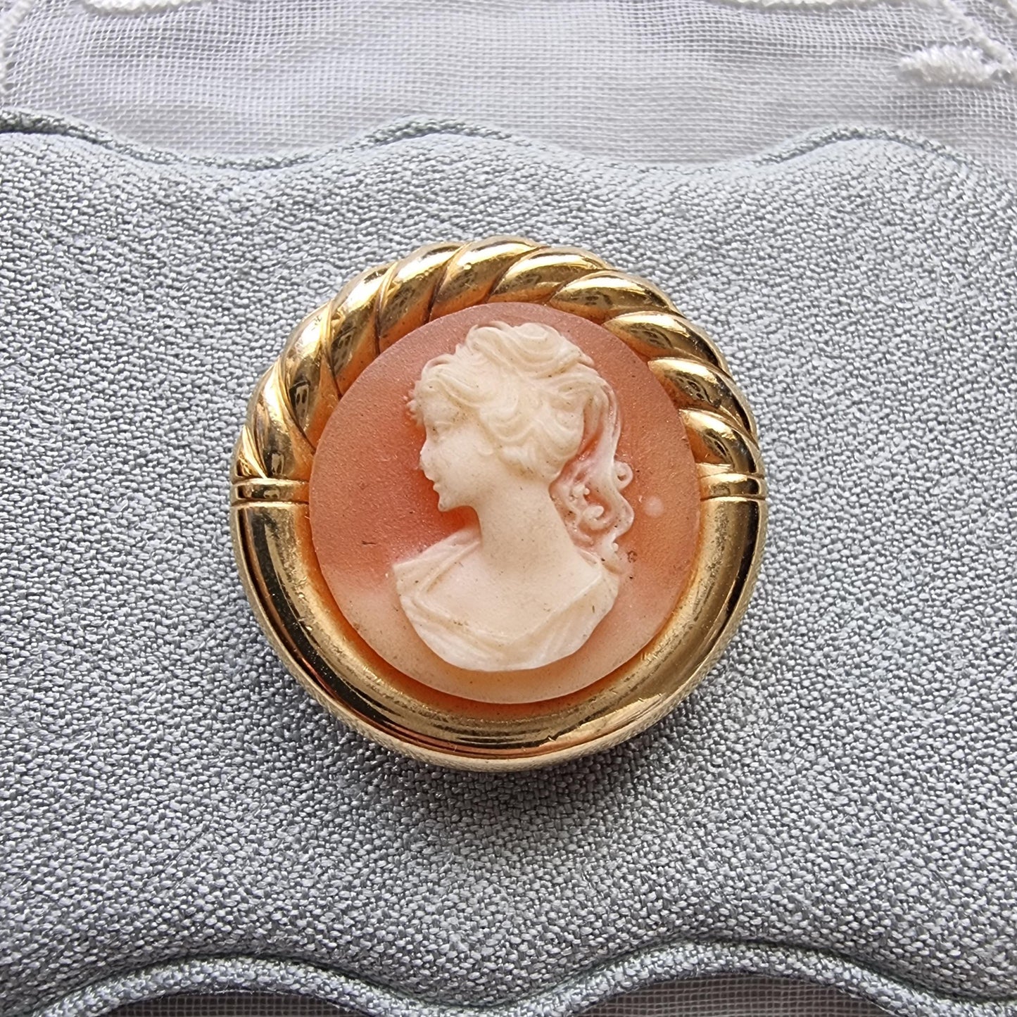 Brooch - Small Orange Cameo Brooch