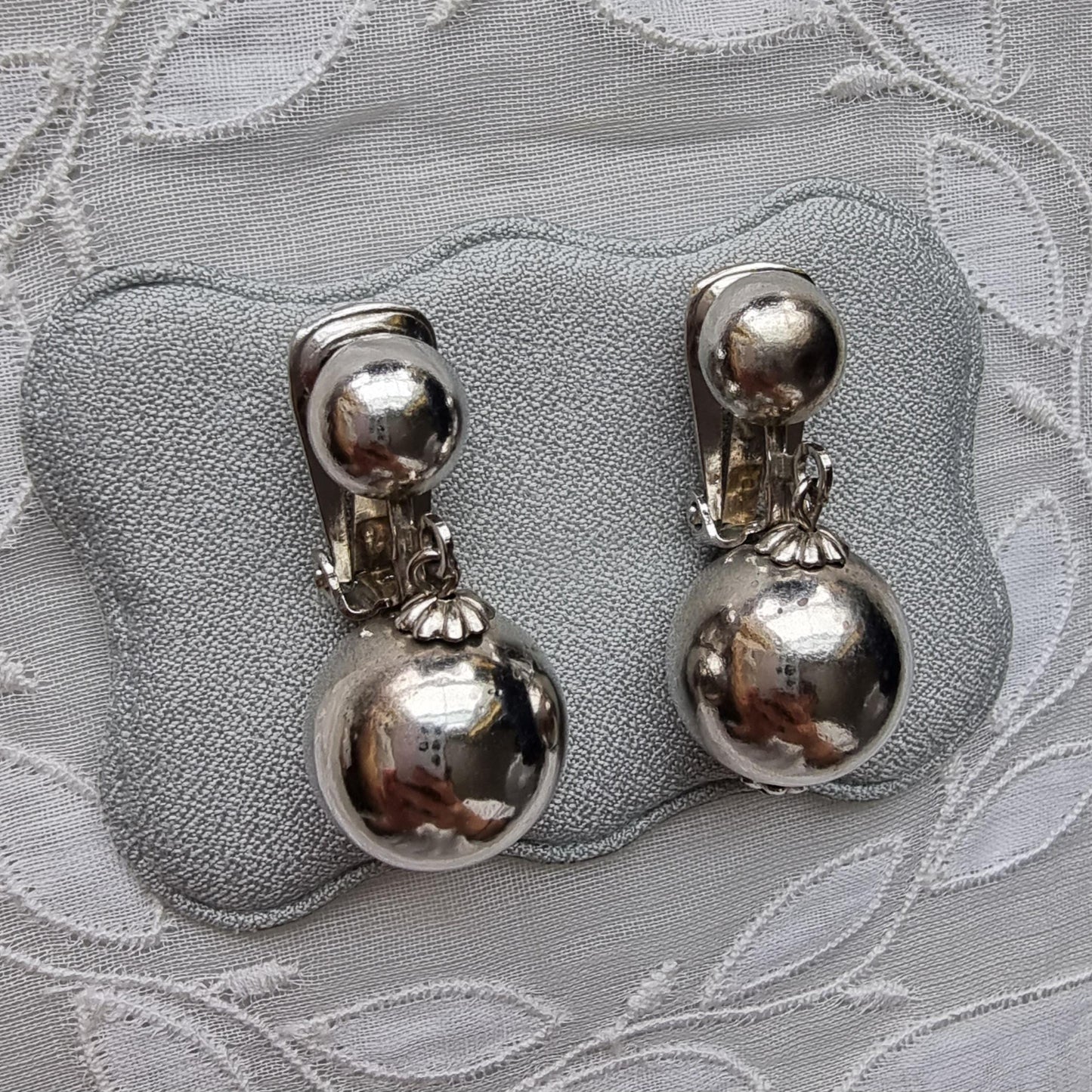 Clip on - Silver Tone Ball Drop Clip On Earrings