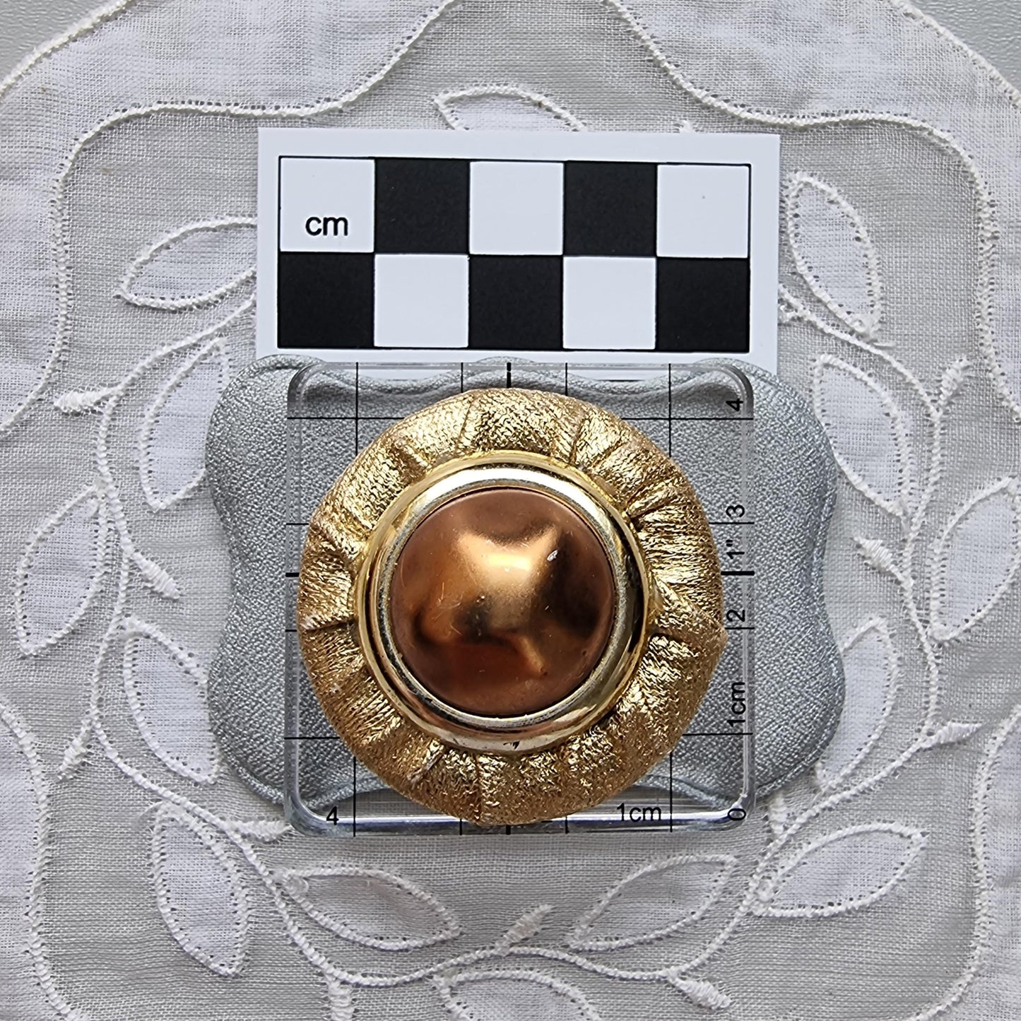 Clip on - Gold Fabric Faux Big Brown Pearl Clip on Earrings