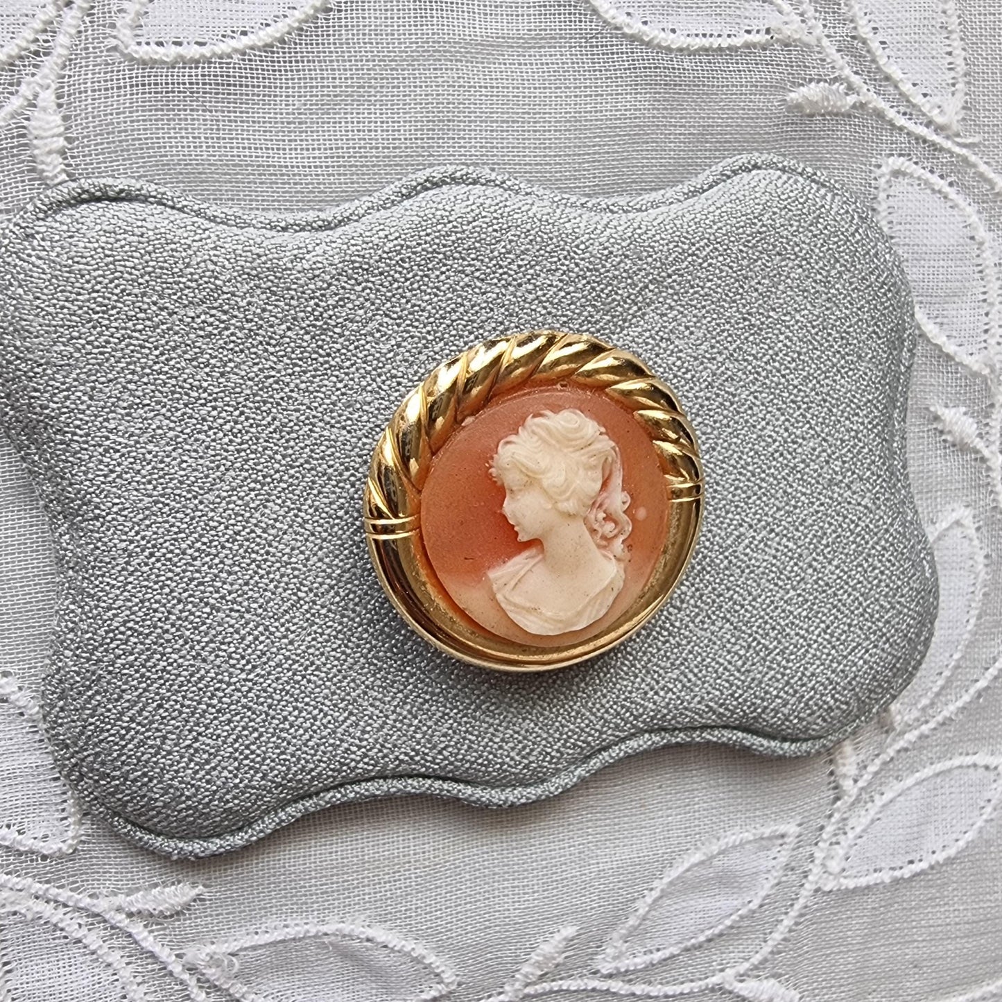 Brooch - Small Orange Cameo Brooch