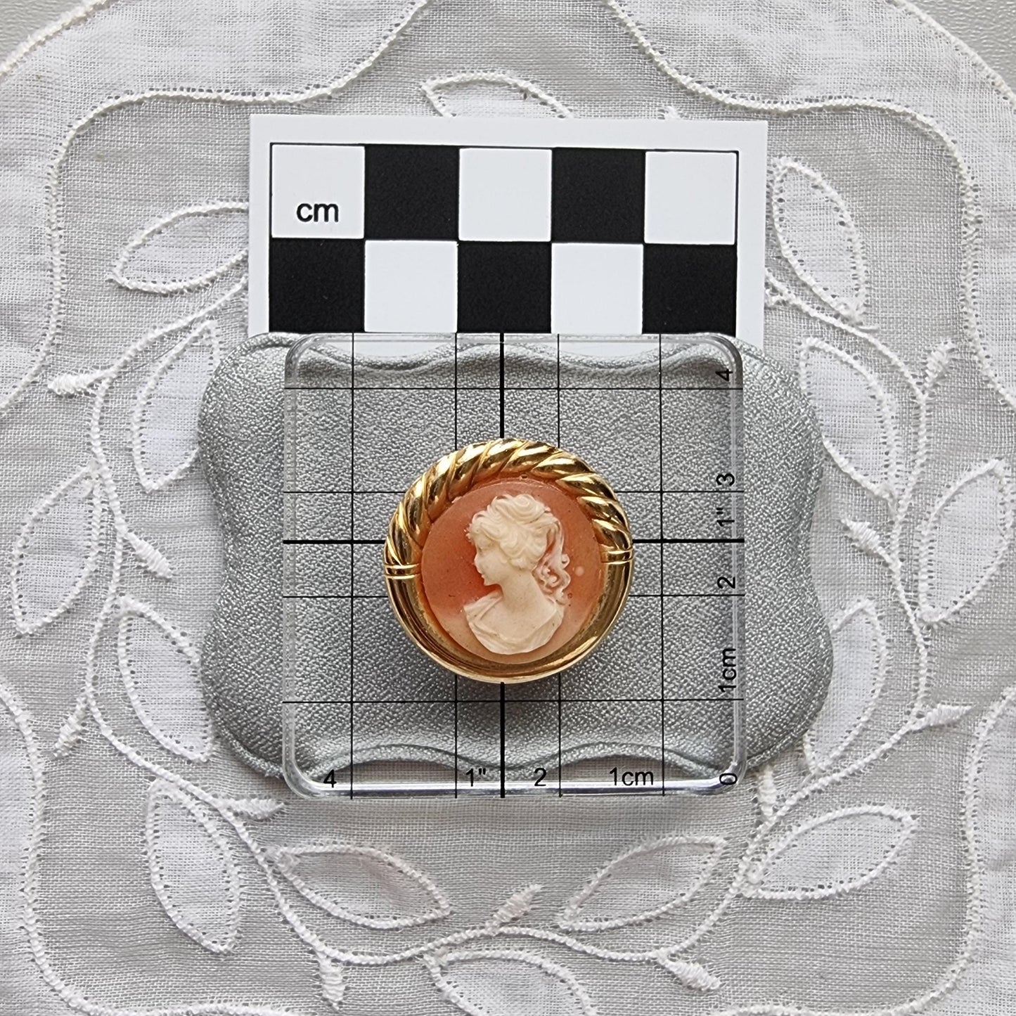 Brooch - Small Orange Cameo Brooch