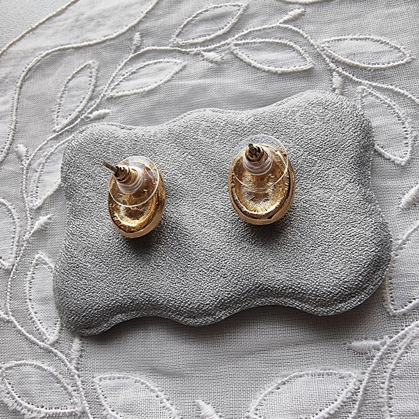 Posts - Light Blue Cat's Eye and Crystal Halo Stud Earrings
