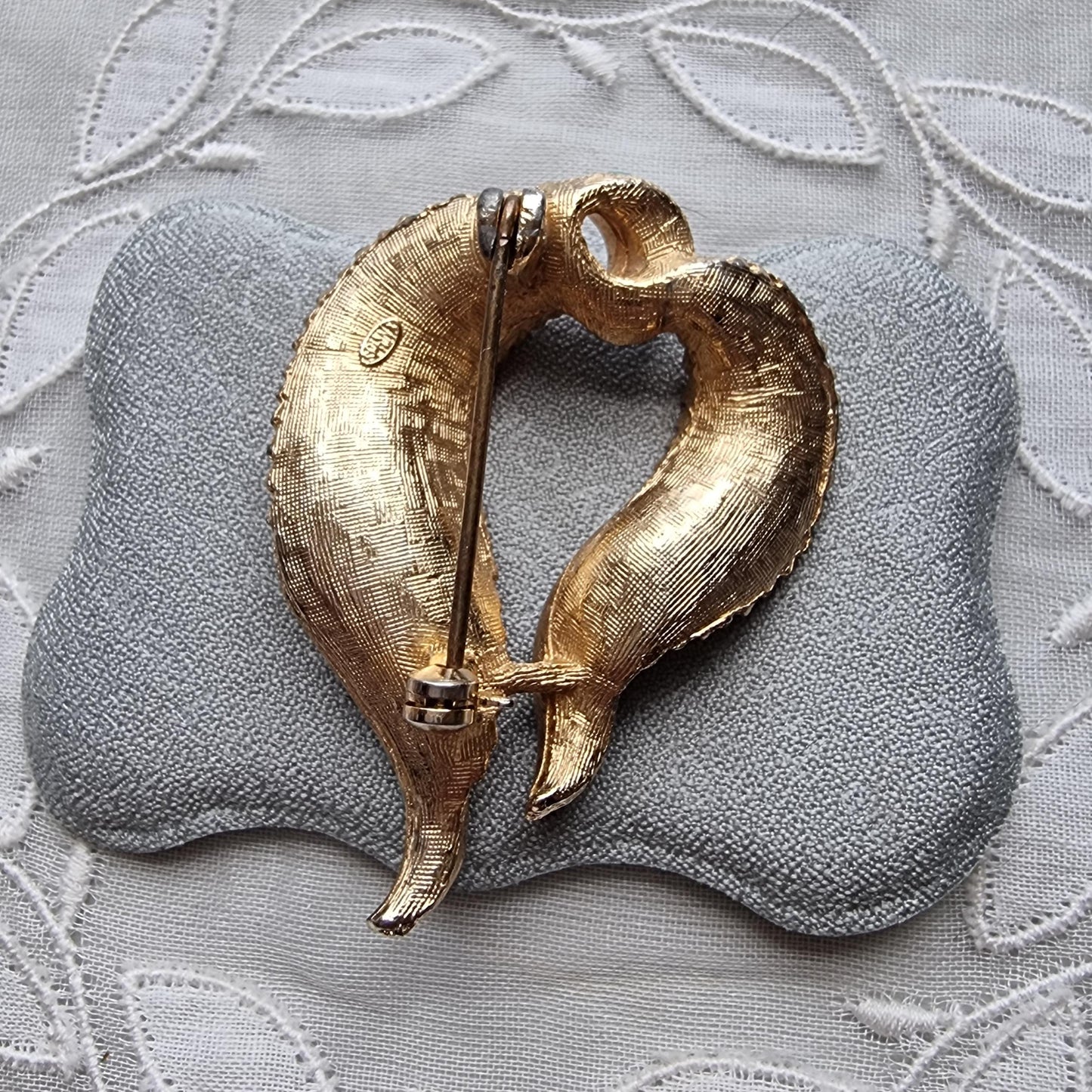 Brooch - Sphinx Gold Turquoise Leaf Brooch