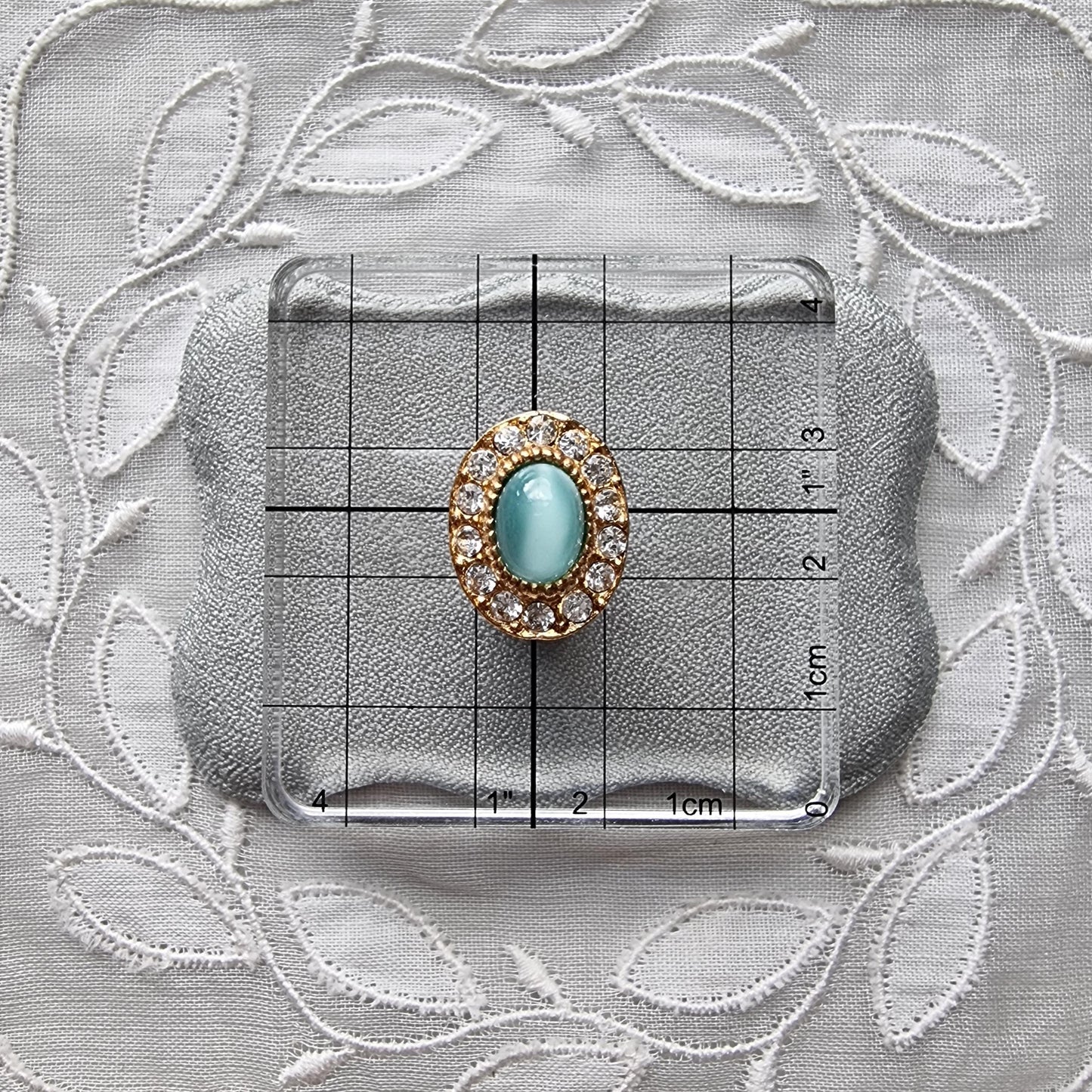 Posts - Light Blue Cat's Eye and Crystal Halo Stud Earrings