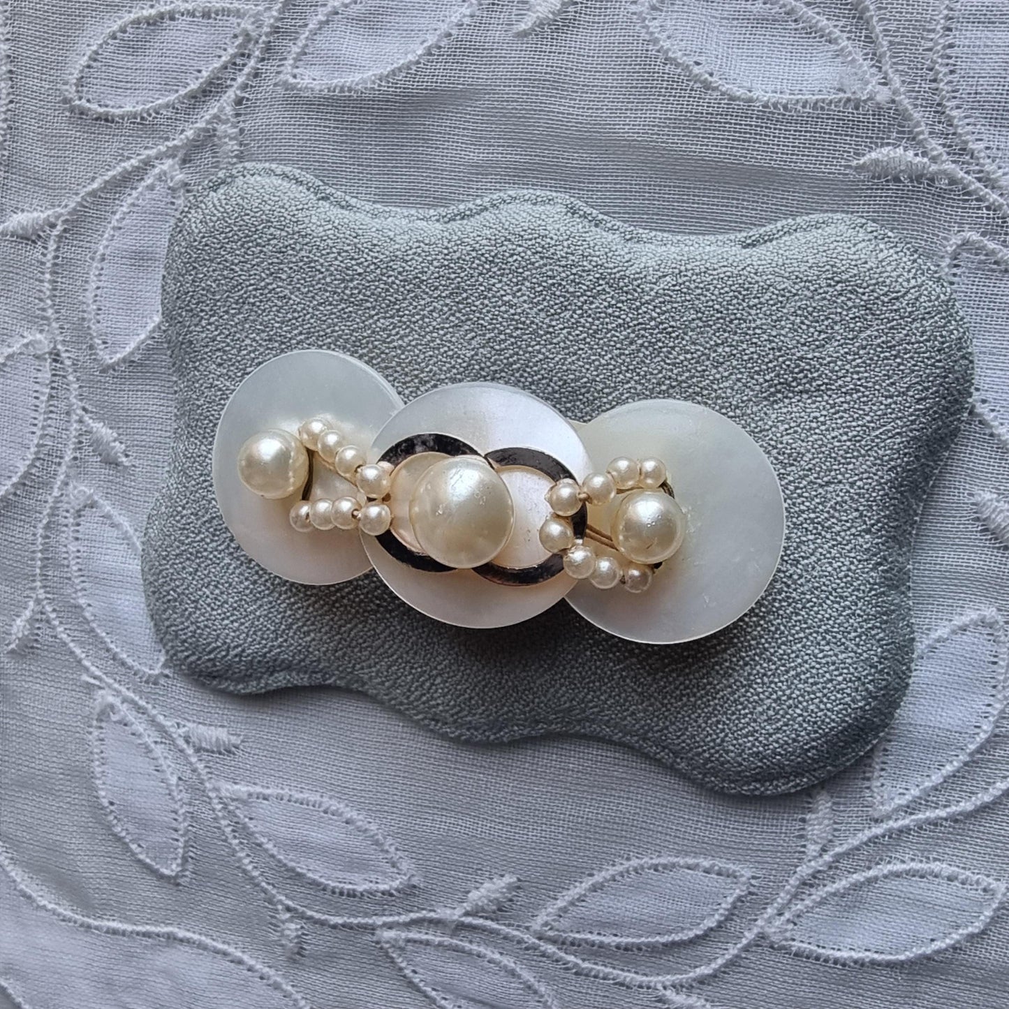 Brooch - Mother of Pearl and Pearl Beads Brooch