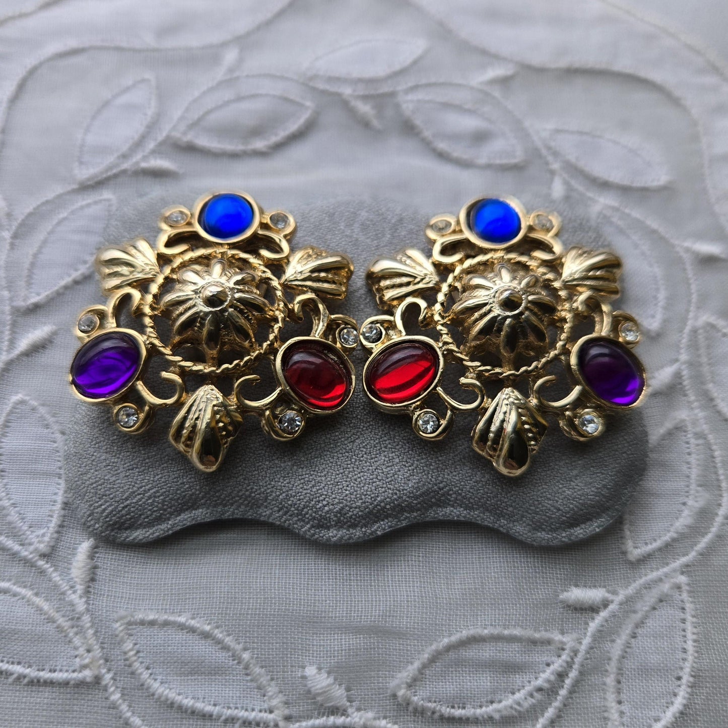 Clip on - Multicoloured Cabochon Clip On Earrings