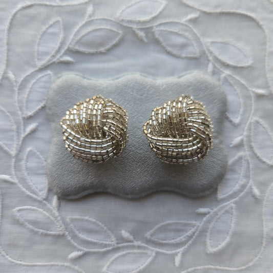 Clip on - Clear Beads Knot Clip On Earrings