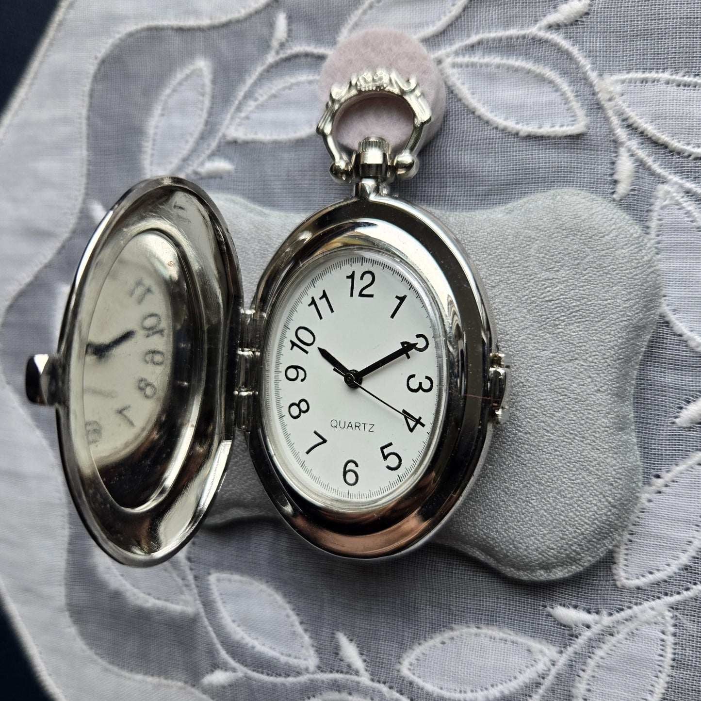 Pocket Watch - Silver Tone Polished Pebble Pocket Watch