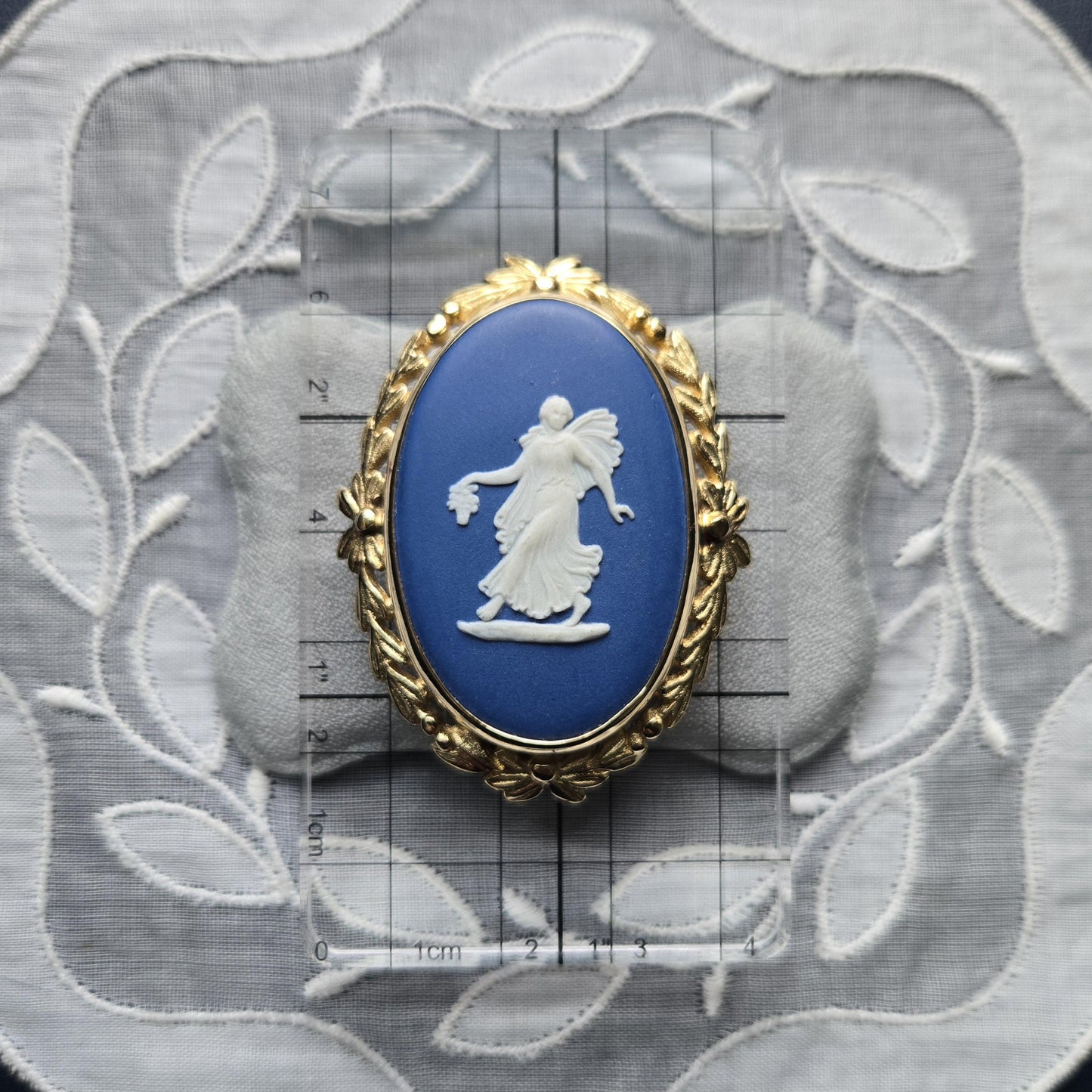 Brooch - Wedgwood Blue Jasperware Goddess Cameo Brooch