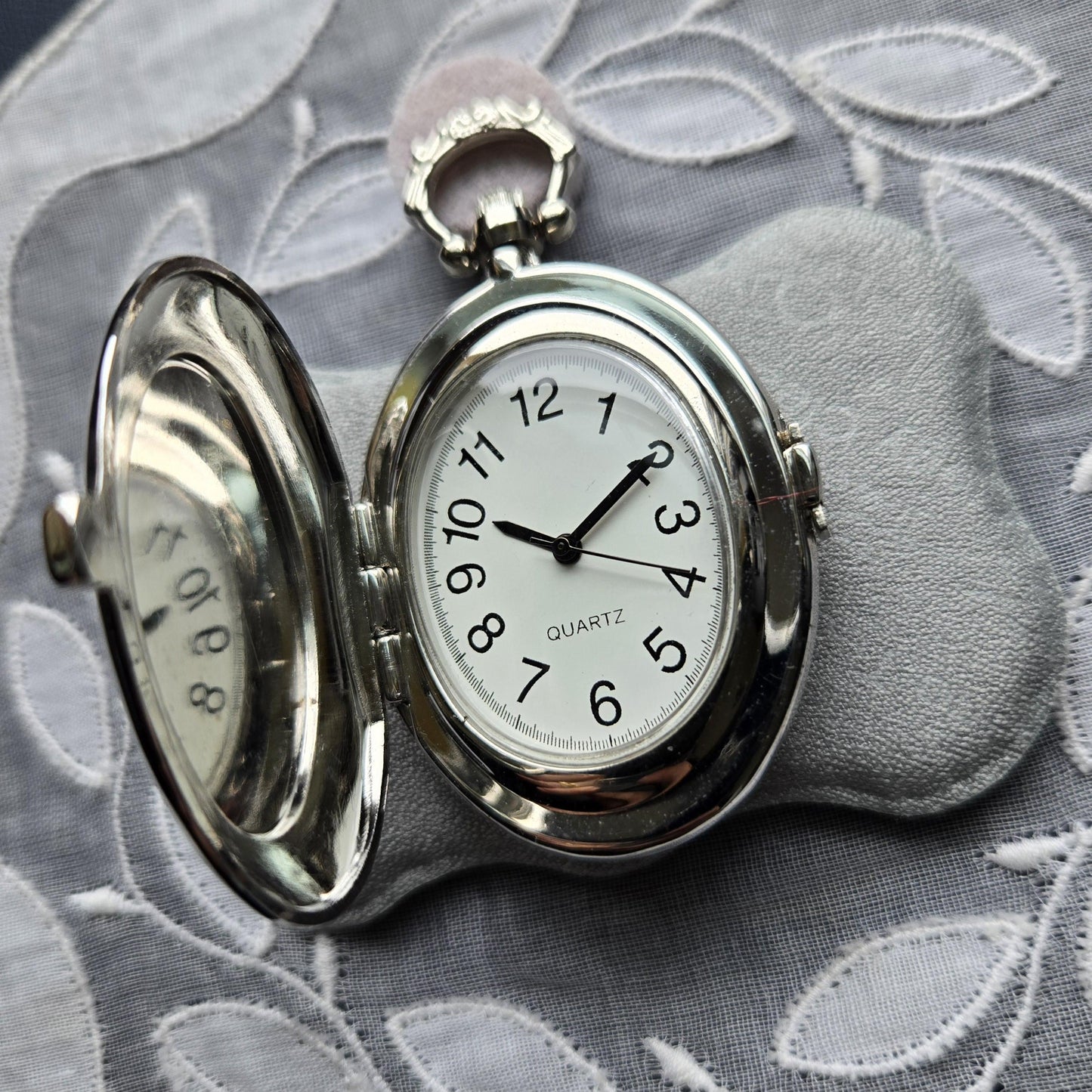 Pocket Watch - Silver Tone Polished Pebble Pocket Watch