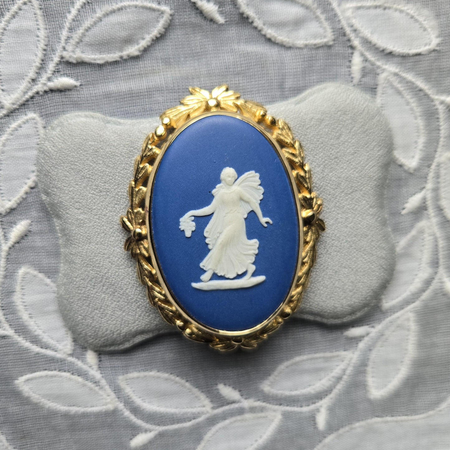 Brooch - Wedgwood Blue Jasperware Goddess Cameo Brooch